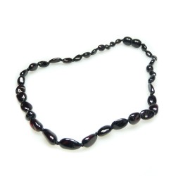 Collier d'ambre pour bébé, perle olive couleur cerise