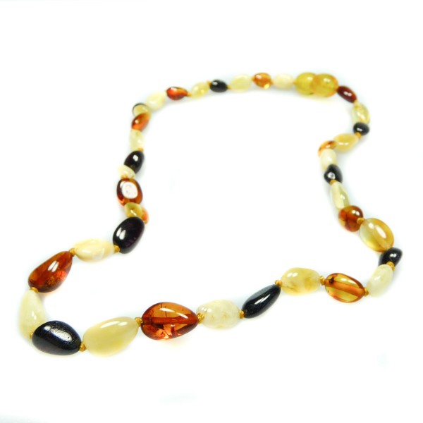 Collier d'ambre bébé multicolore perle olive