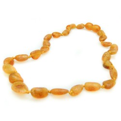 Baby honey amber necklace raw honey, olive pearl