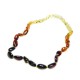 Collier d'ambre pour bébé, perle olive couleur arc en ciel