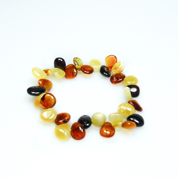 Bracelet ambre bébé multicolore, avec pétale d'ambre