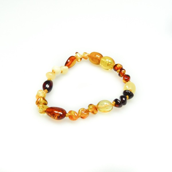 Bracelet en ambre pour bébé mix perle ronde et olive