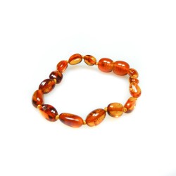 Bracelet ambre bébé perle olive cognac