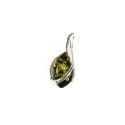 Pendentif en ambre vert et argent 925/1000