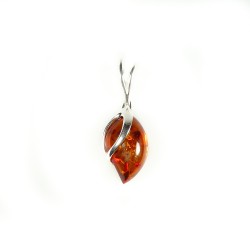 Pendentif en ambre cognac et argent 925/1000