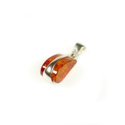 Pendentif en ambre naturel couleur cognac et argent 925/1000