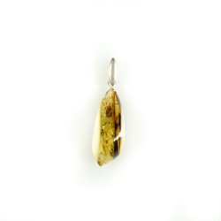 Pendentif Argent et Ambre multicolore, pièce unique