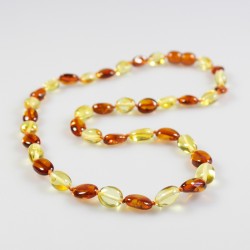 Collier Ambre perle olive bicolore taille Adulte