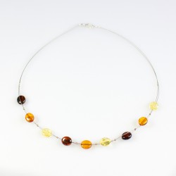 Collier d'ambre naturel avec perle d'ambre multicolore