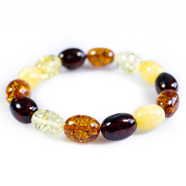 Bracelet d'ambre naturel multicolore