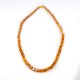 Collier d'ambre naturel long, feuille d'ambre couleur cognace