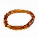 Bracelet en ambre miel, perle forme cylindrique