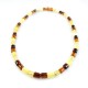 Collier d'ambre multicolore perle cylindrique