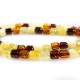 Collier d'ambre multicolore perle cylindrique