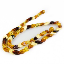 Collier d'ambre multicolore pierre losange