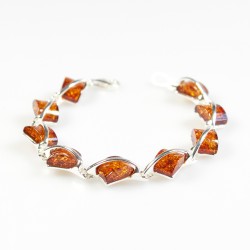 Bracelet Argent et ambre cognac