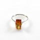 Bague Vintage En Ambre Miel Et Argent - Taille 54, Pierre Naturelle, Occasion