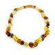 Collier d'ambre adulte multicolore, perle ronde