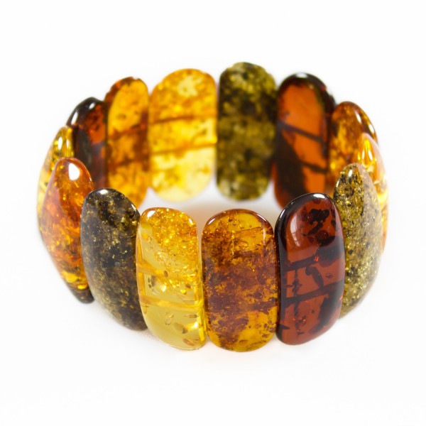 Gros bracelet en ambre naturel multicolore