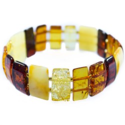 Bracelet d'ambre adulte multicolore pierre rectangulaire