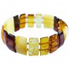Bracelet d'ambre adulte multicolore pierre rectangulaire