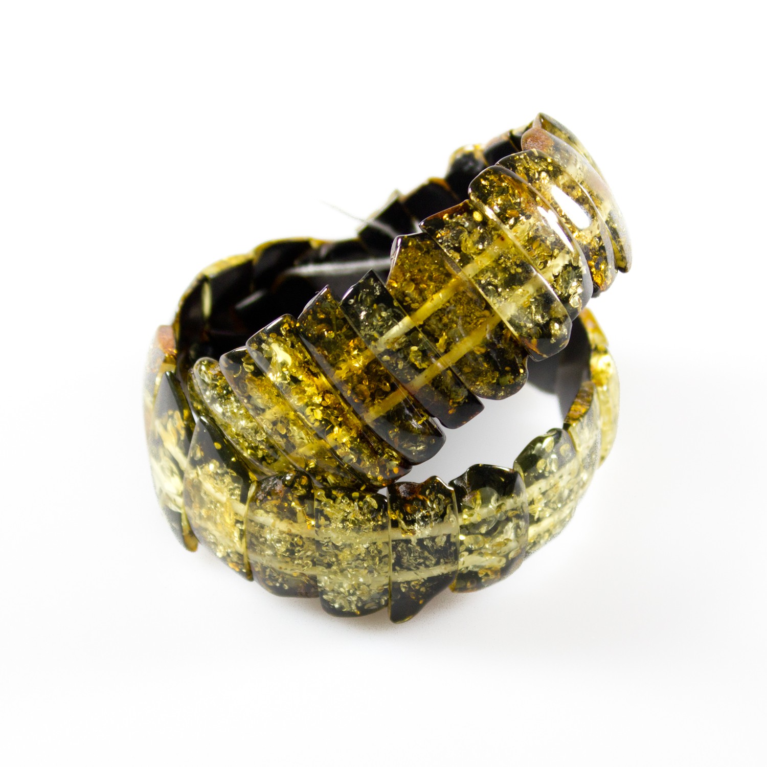 Bracelet en ambre vert taille irrégulière bijouxdambre