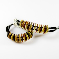 Moderne bracelet en ambre naturel, pierre demi-lune