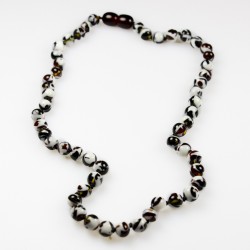 Collier ambre adulte mosaïque couleur cerise