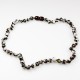 Collier ambre adulte mosaïque couleur cerise