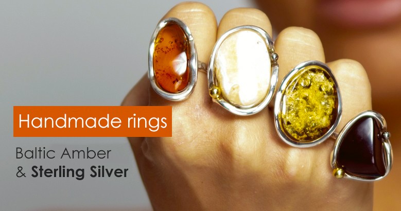 Amber Rings & Sterling Silver